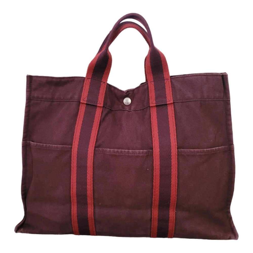 Hermes Fourre Tout Maroon Red Tote Handbag